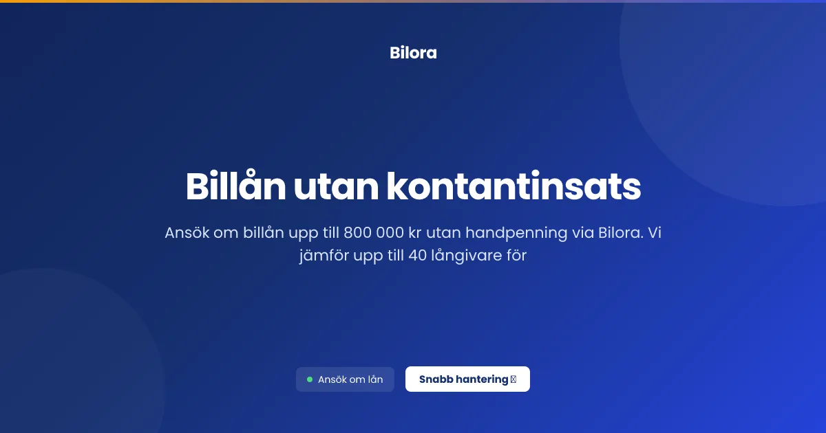 Billån utan kontantinsats